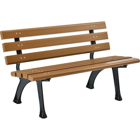 Global Industrial 4ft Park Bench w/ Backrest, Tan 240125TN